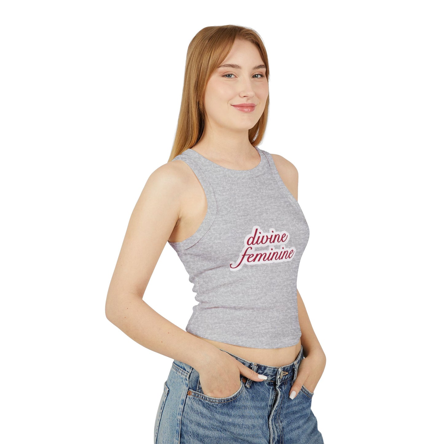 Racer Tank Top  “Divine Feminine” Words in Red